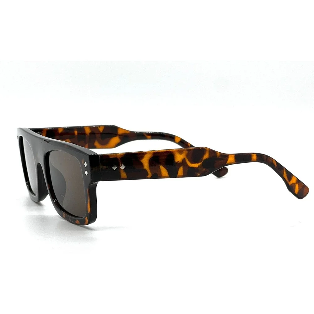 Tortoise Sunglasses Square Flat Top Fashion Stylish Glasses Class Sophistication
